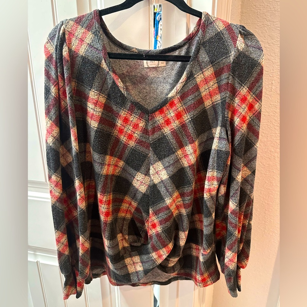 Maurices 24/7 long sl plaid